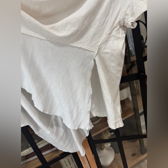 Free People my side tee tunic long line ribbed slouchy crewneck asymmetrical - Picture 6 of 16